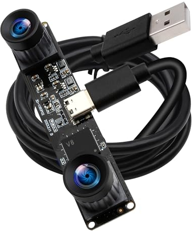 ELP Caméra USB 4 MP, synchronisation 60 fps, caméra USB, Pas de Distorsion, Double Objectif, caméra USB Haute Vitesse, Webcam USB stéréo 3D pour la Reconnaissance faciale, VR, détection biométrique