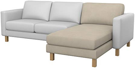 Soferia Kompatible Ersatzbezug fur KARLSTAD Anbau Recamiere, Stoff Majestic Velvet Beige (FLECKENABWEISEND und WASSERABWEISEND), Beige