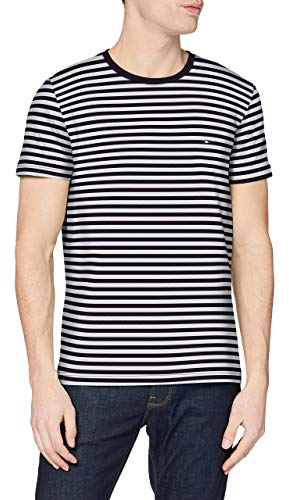 Tommy Hilfiger Herren T-Shirt Kurzarm Rundhalsausschnitt, Blau (Desert Sky/White), XL