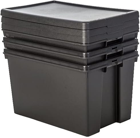 JMS we create smile Bam Heavy Duty 62 Litre Plastic Storage Box 62L Black Recycled Plastic Storage Container 90 Set