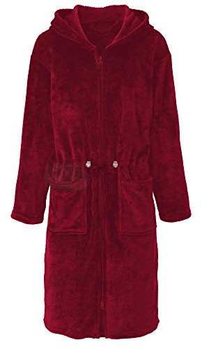 CelinaTex XL Bademantel Kapuze Uni lang aufgesetzte Taschen zwei Wege Reißverschluss Damen Kuschelflanell OEKO-TEX Vital