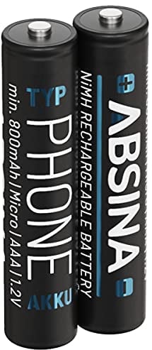 ABSINA 2X NiMH Akkus für Telefon Gigaset Mobilteil wiederaufladbar 800 mAh - Akku für Gigaset A415 750mAh - 750 mAh Akku Batterien AAA für Telefon Gigaset A400 A415, C300 C430, C475 C530, CL660HX