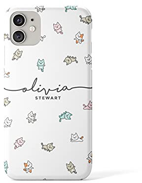 Tirita Personalised Phone Case Cover Compatible with iPhone 11 Pro - Drawing Cartoon Kitten [01 - Colourful Cats Handwritten]
