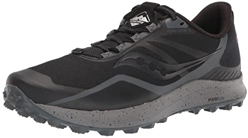 Saucony Men's Peregrine 12 Trail Running Shoe, Black/Charcoal