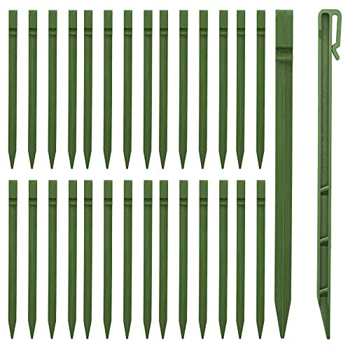 DUDNJC Lot de 30 piquets d'ancrage en plastique robustes, piquets d'ancrage paysager pour maintenir les filets de jardin, les bordures de pelouse et les couvertures contre les mauvaises herbes (vert)