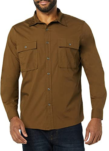 Amazon Essentials Chemise Utilitaire en Flanelle, Manches Longues, Deux Poches, Coupe ajustée Homme, Olive Foncé, XL Taille Tall