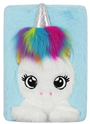 Suillty Plush Cute Panda Cat Unicorn Cartoon Animal Notebook, Faux Fur Personal Journal Diary College Wide Ruled Writing Notepad for Students,Women,Men,Travelers