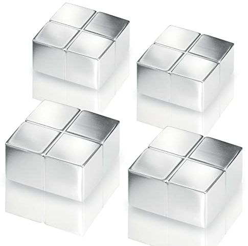SIGEL BA705 extra starke Neodym-Magnete silber, massives Alu, 4er-Set, 2x2x1 cm SuperDym, für Glas-Magnettafeln und Glas-Whiteboards