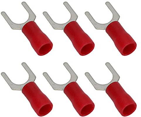 Jadeshay 100 Stück Isolierte Gabel Spaten, PVC U-Typ Drahtverbinder Isolierte Gabelklemmen Kupfer Elektrische Crimpklemme 16-14AWG