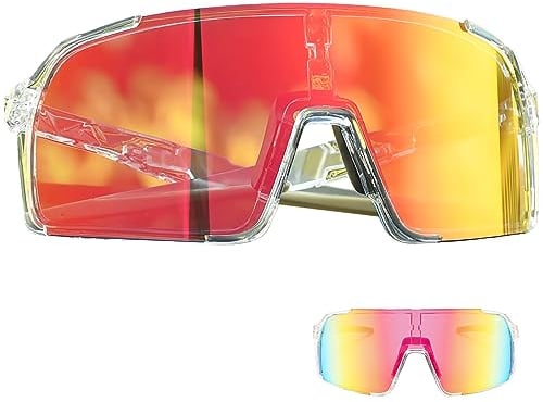 Zetterrank Schnelle Brille mit 3 Wechselgläser,Fahrradbrille mit Transparenter Rahmen,UV 400 Sportbrille Damen,Schnelle Brille Rave,Fahrradbrille Damen.