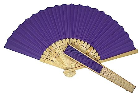Parev Purple Paper Foldable Hand Held Bamboo Wooden Fan
