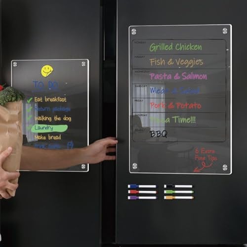 Magnetischer Acryl-Tafelkalender für Kühlschrank, monatlicher Wochenkalender, perfekt für die Organisation Ihres Alltags, wiederverwendbarer wöchentlicher Acrylkalender (für A3 + A4)