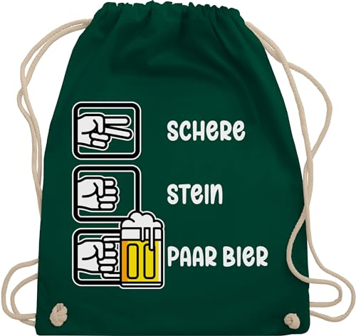 Turnbeutel Rucksack - & Alkohol Herren - Schnick Schnack Schluck I Schere Stein Papier I Saufen I JGA Trinksprüche Malle I Trink Spruch I Party I Bierliebhaber I Alkoholliebe - Unisize - Dunkelgrün