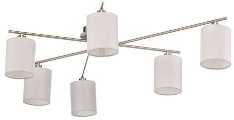 Lindby Deckenlampe Pellinora (Modern) in Alu aus Metall (6 flammig, E14) - Textil Deckenleuchte Lampe Wohnzimmerleuchte