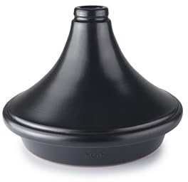 IBILI - Tajine Natural Negro 28 cm - Barro Natural Esmaltado, tapa con orificio