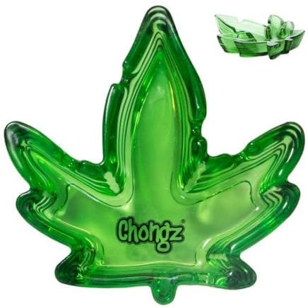 Chongz Novelty Glass Astray Home Pub Ashtray Leaf Shape Cigarette Outdoor Indoor Astray Green