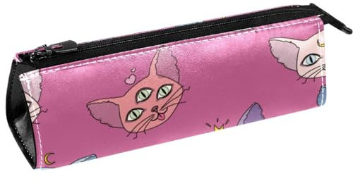 VAPOKF Stifttasche mit farbigen Katzen und magischem Auge, Schreibwaren-Tasche, Kosmetiktasche, kompakte Reißverschlusstasche, multi, 5.5 ×6 ×20CM/2.2x2.4x7.9 in, Taschen-Organizer