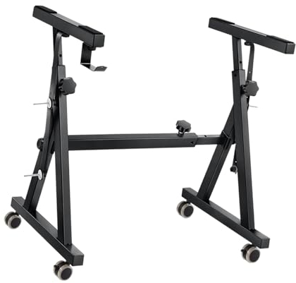 Amagogo Z-förmiger Keyboardständer, rollender Musik-Keyboardständer, passend für 54-88-Tasten-E-Piano, verstellbarer Notenständer aus Eisen für Amateure