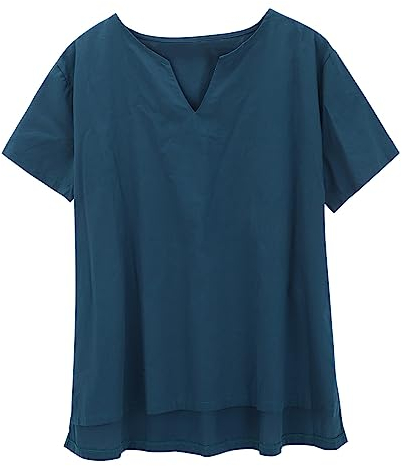 Mens 2022 Casual Sommer Plain Kurzarm Baumwolle Leinen T-Shirts Stehkragen Knopf V-Ausschnitt Strandhemden in Übergröße