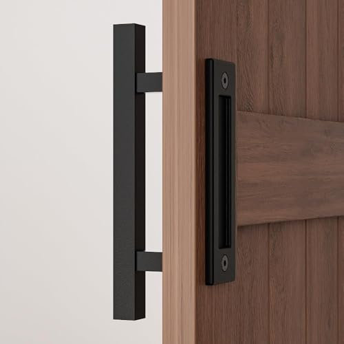 WOLFBIRD Maniglia per porta scorrevole, maniglia per fienile, maniglia su entrambi i lati, maniglia per porta scorrevole, maniglia per porta in legno, porta dell'armadio