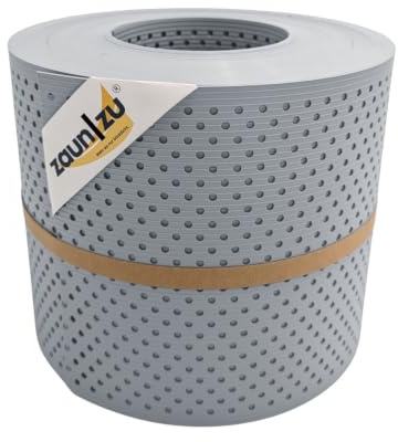 zaun|zu® Rille Sichtschutzstreifen GELOCHT | 15% Lochmuster | PP für Doppelstabmatten Sichtschutz Rolle | Polypropylen | Zaunblende | Made in Germany Fenstergrau 26m