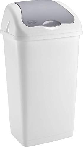 LAVV HOUSEWARES LTD 60L Litres Large Plastic Swing Lid Dustbin 39 x 33 x 74cm (White)