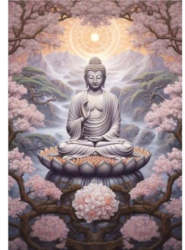 feelive Image du Bouddha Peinture Diamant Adulte, DIY Diamond Painting Complet 5D Diamond Painting Kit Artisanat Strass Point de Croix Painting pour Adultes, Enfants, Décoration Intérieur 30x40cm