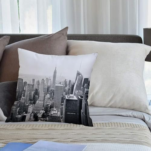 EMCLKS Designs Kissenbezug Männer/Frauen/Jungen/Mädchen Wohnzimmer Schlafzimmer Sofa Stuhl Kissenbezüge,New York, New York, jenseits von Manhattan von den Wolkenkratzern der Urban Global Cult,40x40cm