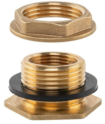 Water Butt Connector Adapter Tank Fitting 1/2 - 2 Barb Straight 90 Pipe Outlet (Brass, 1)