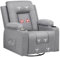 COMHOMA Fauteuil Relaxation en Tissu avec Fonction Inclinable, Recliner Chair, Pivotant à 360 °, 2 Poches Latérales et Porte-Tasse, Gris Foncé