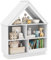 COSTWAY Kids Bookshelf, 3-Tier Children Bookcase Toy Storage Shelf with 5 Cubes, Wooden Doll House Book Shelf for Kids Rooms, Playroom, Nursery, Classroom (White)
