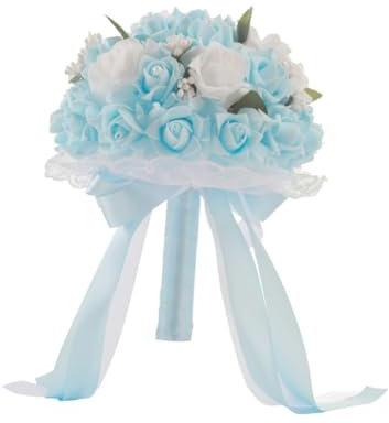 Cabilock Bouquet Sposa Artificiale per Matrimonio e Decorazioni Casa Blu per Celebrazioni