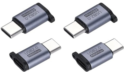 sourcing map 4 adaptadores micro USB a USB C, adaptador tipo C macho a micro USB hembra, cable adaptador micro USB hembra a tipo C macho para teléfono portátil