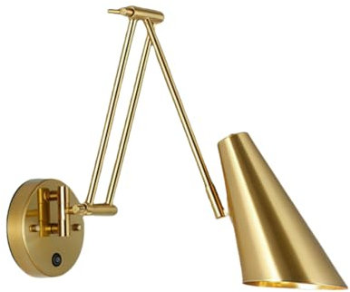 KINLAMS Adjustable LED Wall Lamp, Modern Reading Lamp, Joystick, Wall Lamp, Switch, Interior Reflector, Night Light, Folding Living Room Light (Gold)