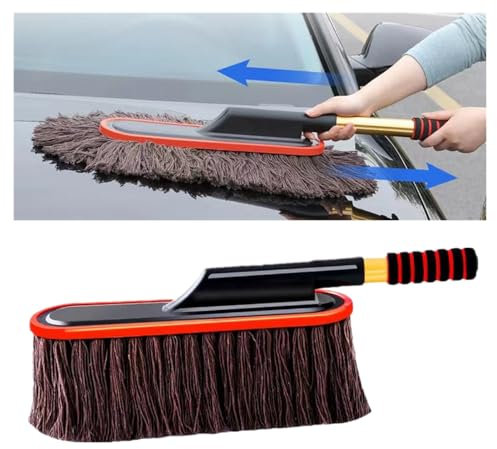 LIUZHIPENG Cotton Thread Wax Mop Car Duster Exterior Scratch Free, Extendable Car Cleaning Brush with Adjustable Handle for Truck, SUV, Vehicles and Home Cleaning