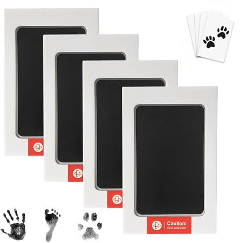4 Stück Stempelkissen,Setpfotenabdruck Set Hund,Baby Handabdruck & Fußabdruck,Pfotenabdruck Set Katze, Clean Touch Stempelkissen für Baby Handabdruck Neugeborene & Tierliebhaber,Ideales Babygeschenk