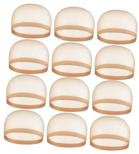 Beaupretty 12 Stück Elastische Perückennetze aus Nylon in Beige Atmungsaktiv und Schweißabsorbierend mit Verstellbarer Passform für Salonperücken und Cosplay
