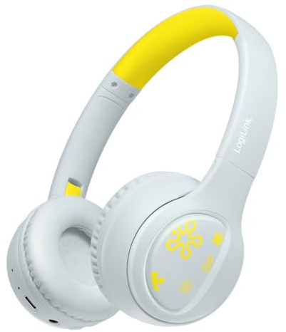 LogiLink My First Foldable Kids Headset (BT 5.4) Volume Limit Max 85dB with Microphone - Light Blue/Yellow