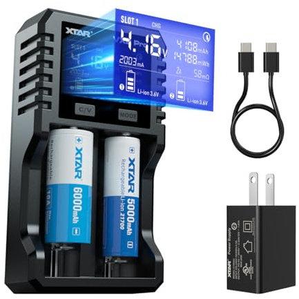 XTAR VX2 PRO 18650 Batterieladegerät mit Kapazitätstester, Professioneller Batterietester für Akkus