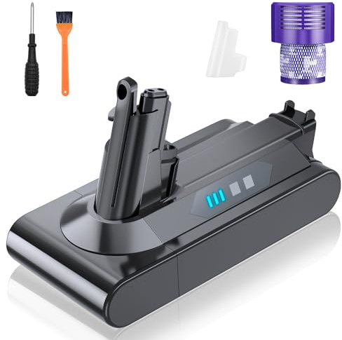 Batterie pour Dyson V10 SV12 Serie, 8000mAh Batterie de Remplacement pour Cyclone V10 Absolute Animal Pro Motorhead Fluffy Extra Aspirateur Balai sans Fil, avec 1 Pré-Filtre et 1 Tournevis