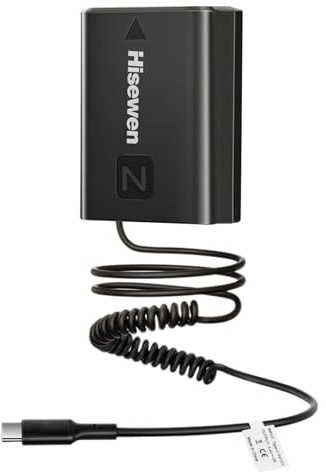 Hisewen NP-FZ100 Dummy Akku mit USB-C Ladung für Sony Alpha A7 III, A6600, A7C, A7C II, A7CR, A7 IV, A7R III, A7R IV, A7R V, A7S III, A9, A9 II, FX3, A1, ZV-E1