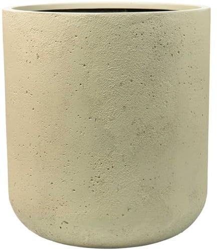 VIVANNO Fiberglas Blumentopf Chico - Pflanzkübel 45x50 cm in Vesuvcreme | Frostsicherer Pflanztopf in Steinoptik für Garten & Terrasse, wetterfestes Fiberglas-Material, leicht & robust