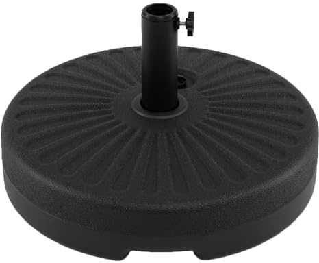 COSTWAY Base per Ombrellone Rotonda da 51 cm, Supporto per Ombrellone Riempiibile con Acqua e Sabbia con 2 Giunti, Diametro Asta Fino 38-48 mm