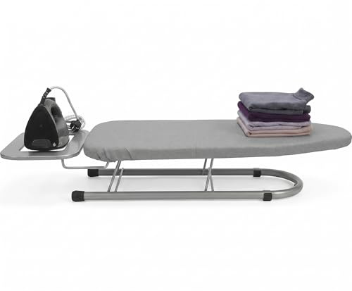 HomlyPro Table Top Ironing Board, 76 x 30cm, Grey, Foldable Compact Iron Board Design with Non-Slip Legs, 100% Cotton Cover & Foam Padding, Lightweight Iron Table for Small Spaces (Grey)