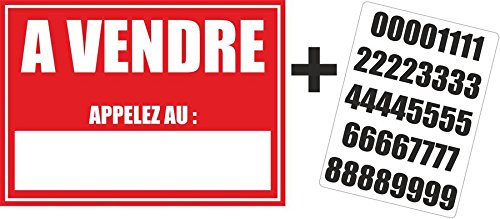 Akachafactory Autocollant Sticker Maison Appartement a Vendre + Planche Numero Telephone