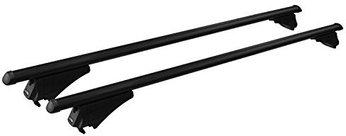 Alu Dachträger Tiger schwarz kompatibel mit Peugeot Kadjar ab 2015 aufliegende Dachreling