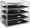 Makeup Organiser, Clear Acrylic Cosmetic Storage Boxes, Large Capacity Dressing Table Perfume Organiser with 4 Tier Drawers Make Up Brush Holder Insert Cases for Dresser Bedroom Bathroom