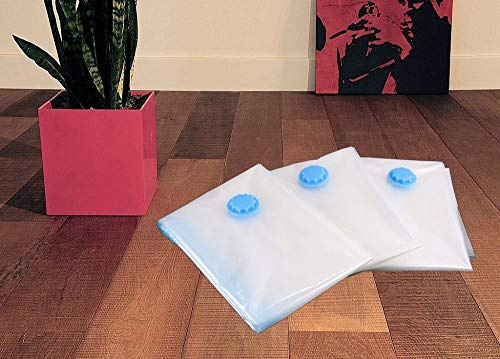Vinsani 4pc Vacuum Storage Bags for Clothes - Medium 50x70cm Reusable Clothes Storage Bags Vacuum Sealer Bags with Double Zip Seal Travel Space Saver Bags for Duvets, Bedding, Quilts, Pillows, Clothes