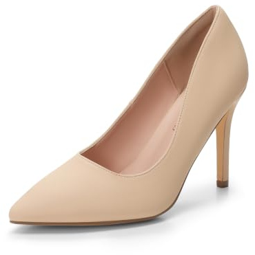 DREAM PAIRS Scarpe Tacco Spillo Donna Punta,Nudo/Nabuk,37