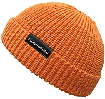 CMUNDLJQ Kurze Form Seemannsmütze Baseball Cap Unisex Strickmütze Klassisches Design Fisherman Beanie Retro Trawler Umschlagmützen Wintermütze A21 (Orange)